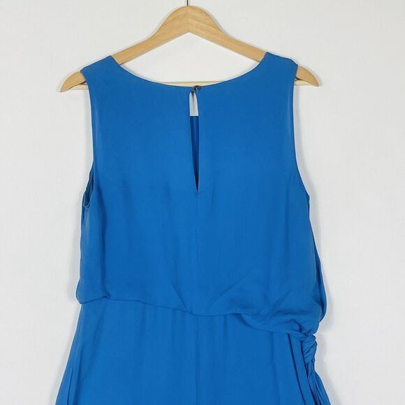 Kobi Halperin Blue Silk Sleeveless Blouson Asymmetrical Side Tie Dress Womens 10 - Picture 5 of 9